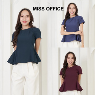 Miss Office (Hot Sale) เสื้อมีแขน คอกลม จับจีบทวิตเอว (MT-153)