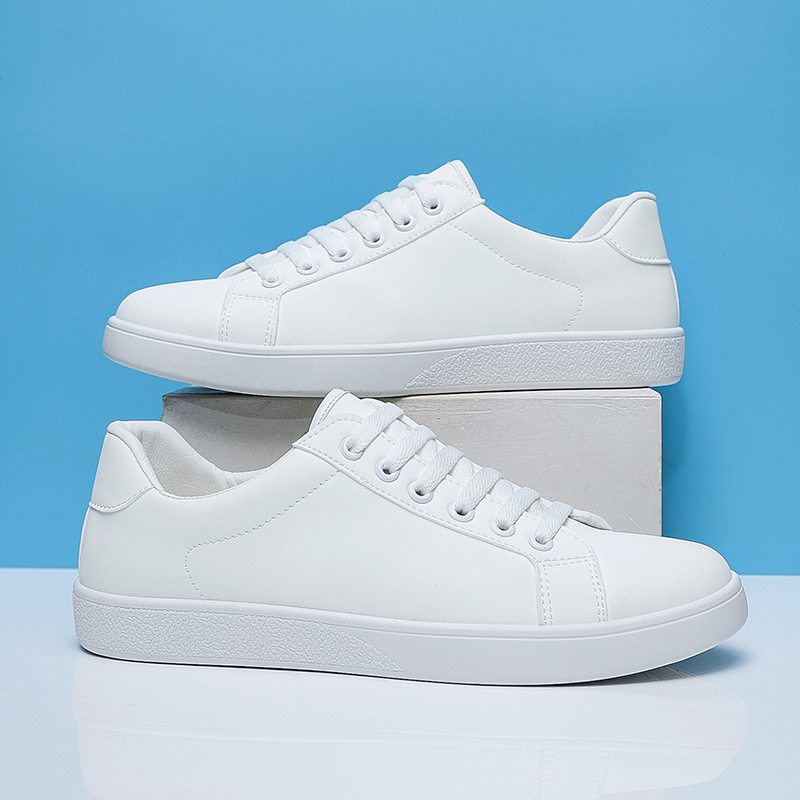 (พร้อมส่ง ) รองเท้าผ้าใบผู้ชายหนังสีขาว ไซส์ 39-44 | P169