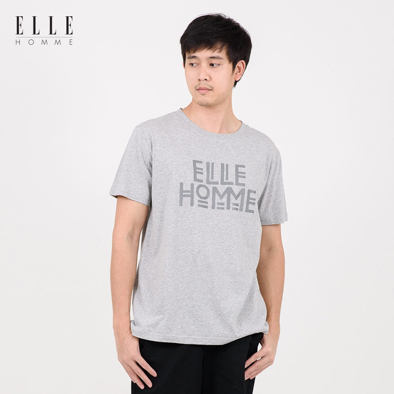 ELLE HOMME เสื้อยืดผู้ชายคอกลม สีเทา (W8K500)