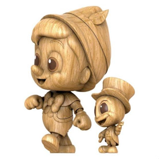 Hot Toys ฟิกเกอร์ ของสะสม COSB999  Pinocchio &amp; Jiminy Cricket Cosbaby(S) Set (Wooden Color Ver.)