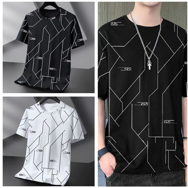 TS MEN เสื้อยืดคอกลมแขนสั้น เสื้อยืดผู้ชาย ลายเท่ๆ(มี2สี)รุ่น T69