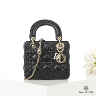 DIOR LADY MY ABC MINI BLACK LAMB GHW