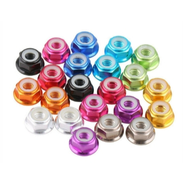 [น๊อตล็อคใบพัด] 4X Nylon Lock Nuts Hex CW Colors อลูมิเนียม น๊อตล็อกใบ M5 เบา ทน มีกันคลาย 1ชุด มี 4