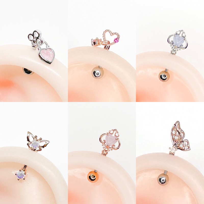 จิวหูเกาหลี Vertical Helix ก้านแสตนเลสเกรดเครื่องมือแพทย์ Surgical Stainless Steel - รูปที่ 3