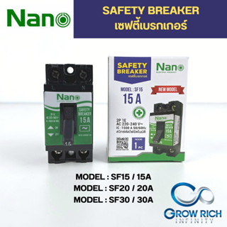 NANO เซฟตี้เบรกเกอร์ 15A 20A 30A แบบไม่มีไฟแสดงสถานะ รุ่น SF15 SF20 SF30 เบรกเกอร์ เบรคเกอร์