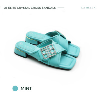 LA BELLA รุ่น LB ELITE  CRYSTAL CROSS SANDALS - MINT