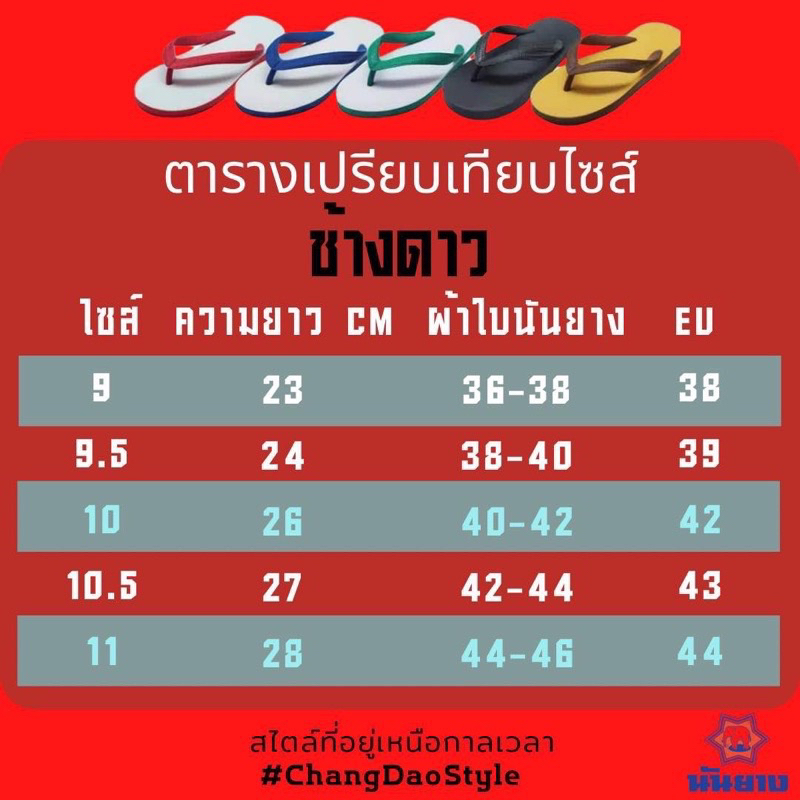 ส่งเร็ว! รองเท้าแตะนันยาง ตราช้างดาว ของแท้ 100% มี 7 สี SIZE 9-11