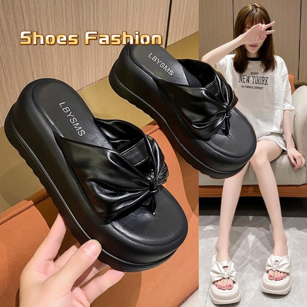 พร้อมส่งจากไทย TX412 รองเท้าผู้หญิง 💥Hot sale！รองเท้าแตะแฟชั่น พื้นหนา ส้นสูง7cm สไตล์ใหม่สุทธิขนมปั