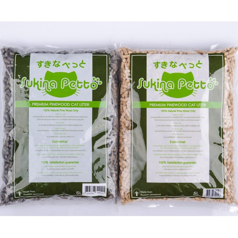 Sukina Petto ทรายแมว เปลือกไม้สนรัสเซีย ขนาด 5 ลิตร