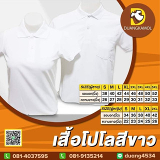 เสื้อโปโลขาวล้วน ผ้าจุติTK