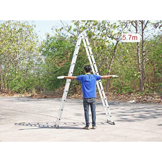 Aluminum ladder บันไดอเนกประสงค์ บันไดอลูมิเนียมพับได้หลายรูป 5.7m 38x155x28cm WD-405