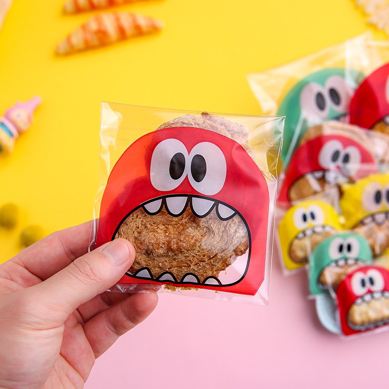 *พร้อมส่ง* ถุงคุ้กกี้ฝากาว (100ใบ) ปากอ้า (เลือกสี/ขนาดได้) บราวนี่ แถบกาว - รูปที่ 2