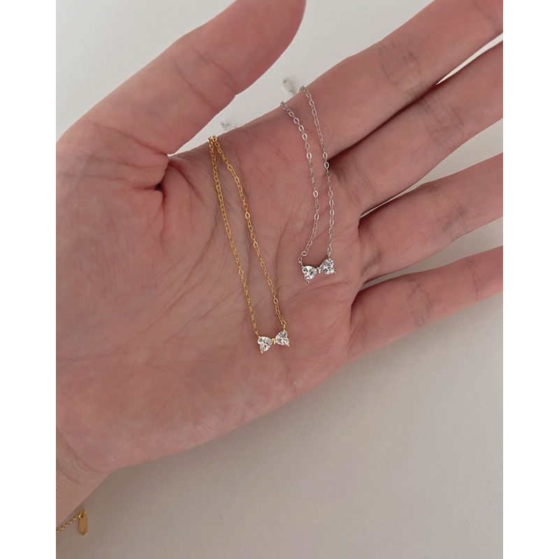 A.piece สร้อยเงินแท้ [all silver 925] Bambi ribbon necklace