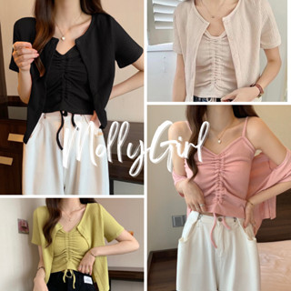 mollygirl  เสื้อเซต 2 ชิ้นมินิมอล สดใส Y07#