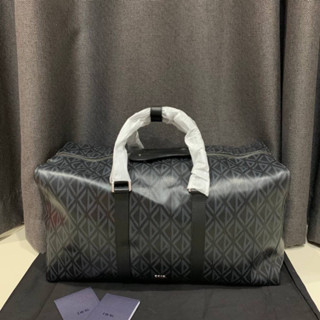 CHRISTIAN DIOR GRAY LINGOT 50 DUFFLE BAG HIT THE ROAD CD DIAMOND CANVAS กระเป๋าเดินทางแบบถือ พร้อมสายสะพายยาว สะพายไหล