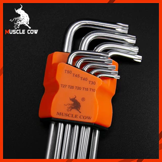 MUSCLE COW กุญแจหกเหลี่ยม 9 ชิ้น เหล็กเกรด CR-V แท้ 100% แข็งแรง ทนทาน มีให้เลือก หัวบอล ,หัวตรง ,หัวดาว(มีรู) ประแจแอล