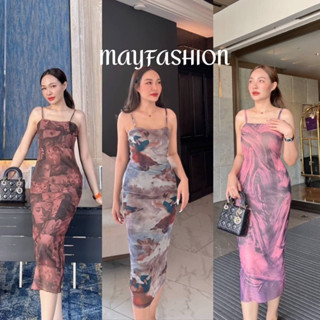 MAYFASHION เดรสยาวทรงรัดรูปตามสัดส่วนสายเดี่ยวงานมีซับในทั้งตัว