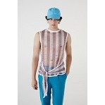 ( LEISURE PROJECTS )  OVERSIZE MESH TANK TOP WITH KNOT DETAILเสื้อเเขนกุดทรง oversize ผ้าตะขาย ดีเทลผูกชายเสื้อที่รอบเอว