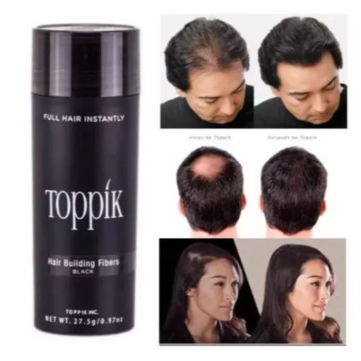 ผงไฟเบอร์สีดำ Toppik ผงไฟเบอร์เพิ่มผมหนา Toppik Hair Building Fiber ปิดผมบาง หัวล้าน ผมบาง ขนาด 27.5 กรัม - สีดำ