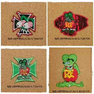 Rat Fink ตัวรีดติดเสื้อ อาร์มรีด อาร์มปัก ตกแต่งเสื้อผ้า แจ๊คเก็ตยีนส์ Hipster Embroidered Iron On Sew on