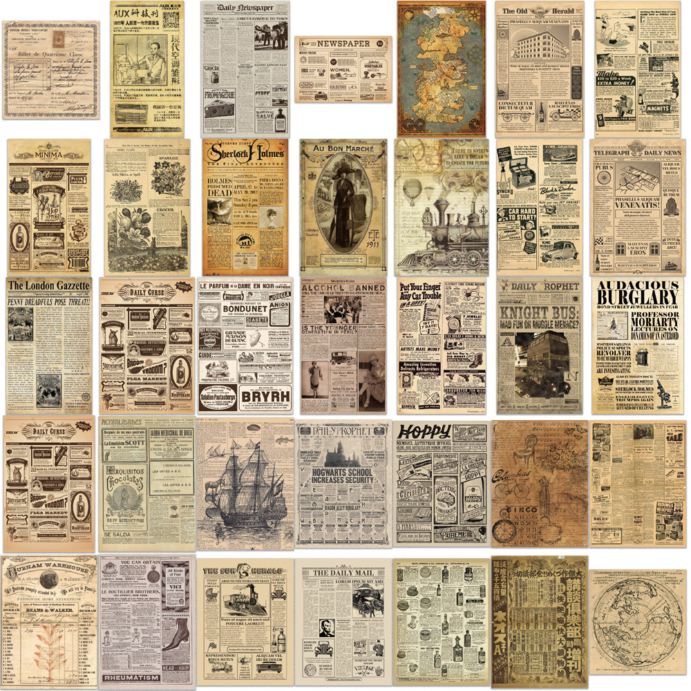 Vintage เครื่องบิน Poster กระดาษหนังวินเทจ สไตล์วินเทจ อเมริกัน ย้อนยุค sticker รูปแบบที่แตกต่างกัน สเก็ตบอร์ด 30pcs