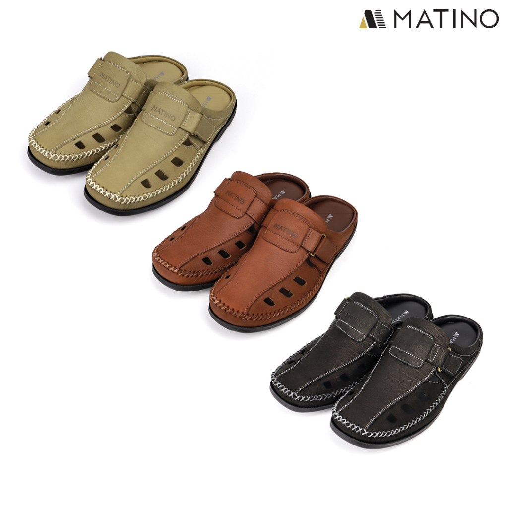 MATINO SHOES รองเท้าชายลำลองเปิดส้นหนังแท้ รุ่น MC/S 1505m - BLACK/BROWN/TORO
