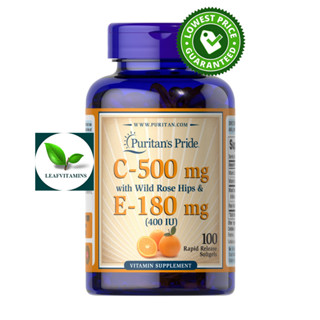 Puritans Pride Vitamin C &amp; E - 500 mg/400 IU with Rose Hips / 100 Softgels