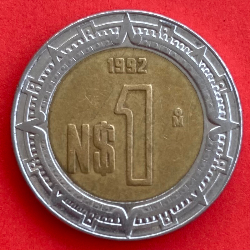 🇲🇽 เหรียญเม็กซิโก​​ Mexico 1 new peso ปี 1992 เหรียญต่างประเทศ