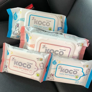ทิชชู่เปียก KOCO baby wet wipes Baby Powder ขนาด 20 แผ่น