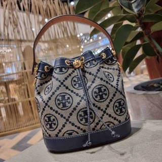 TORY BURCH T MONOGRAM JACQUARD BUCKET BAG