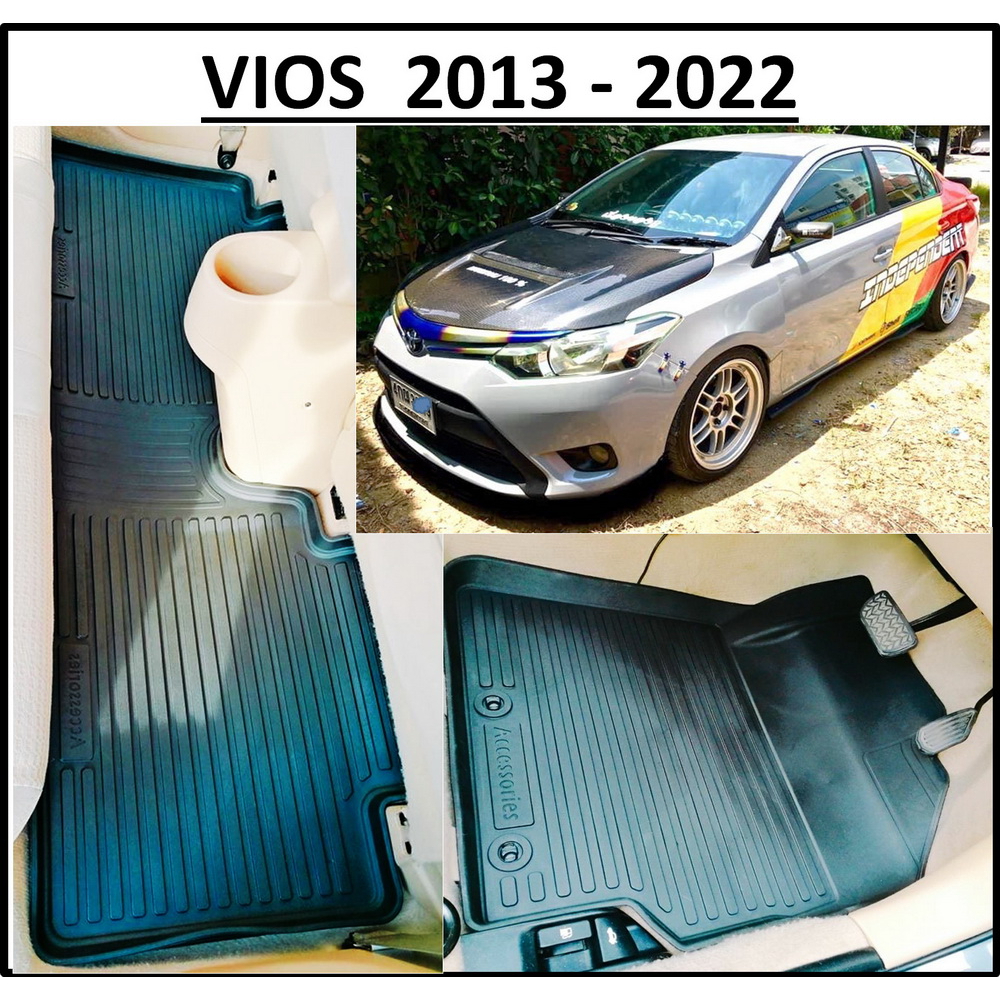ผ้ายางปูพื้นรถยนต์ ถาดยางปูพื้น พรมปูพื้นรถ TOYOTA VIOS > 2013 14 15 16 17 18 19 20 21 2022
