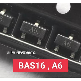 (5ตัว) BAS16 , A6 , High-speed switching diodes 0.2A 75V SOT-23 (รหัสสินค้า M03262)