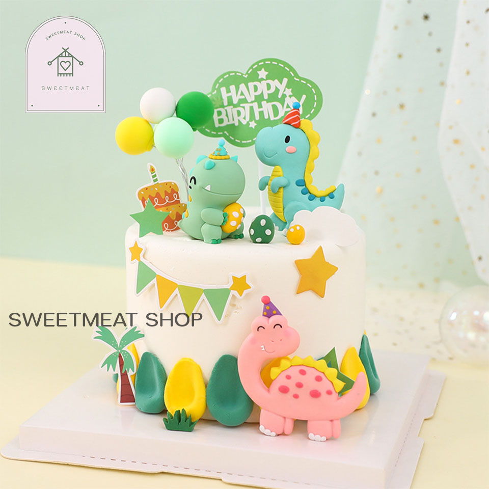 ตุ๊กตาไดโนเสาร์  แต่งเค้ก เค้กวันเกิดธีมไดโนเสาร์
