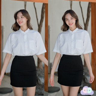 เสื้อนักศึกษาทรงบอย คอจีน เสื้อนักศึกษาคอจีน ผ้าดิบ-ผ้านิ่ม Sz.S36-50