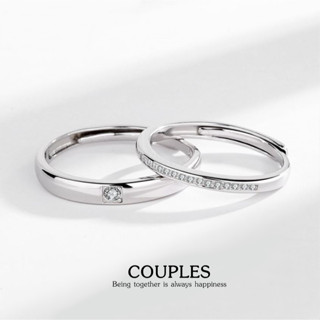 s925 Couples ring 19 แหวนคู่รักเงินแท้  ประดับด้วย Cubic Zirconia (CZ) ปรับขนาดได้