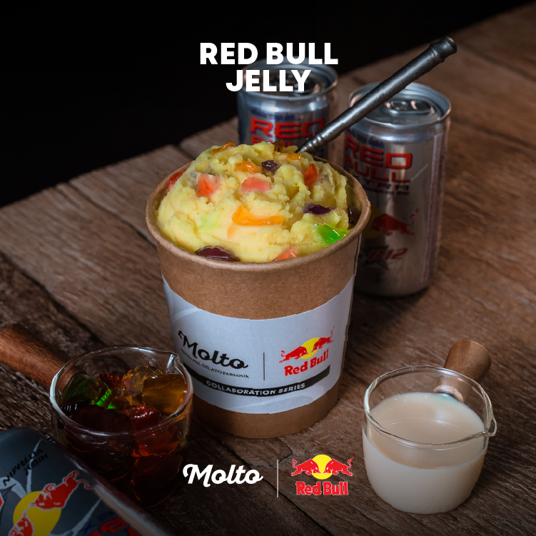 Red Bull Jelly (ไอศกรีม เชอร์เบทรส Red Bull 1 ถ้วย 16 oz.) - Molto premium Gelato