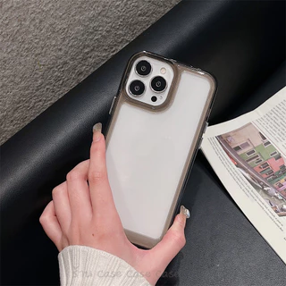 [หลังอะคริลิค] เคสใส ขอบสี สำหรับ iPhone case ไอโฟน TPU PC เคสกันกระแทก 16 Pro Max 15 plus 14 13 12 11 XS XR X 8 7
