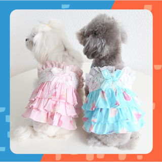 [🚚 พร้อมส่ง] ชุดกระโปรงแมว ลายแตงโม Watermelon Pet Dress ชุดหมาน่ารัก ชุดแมว