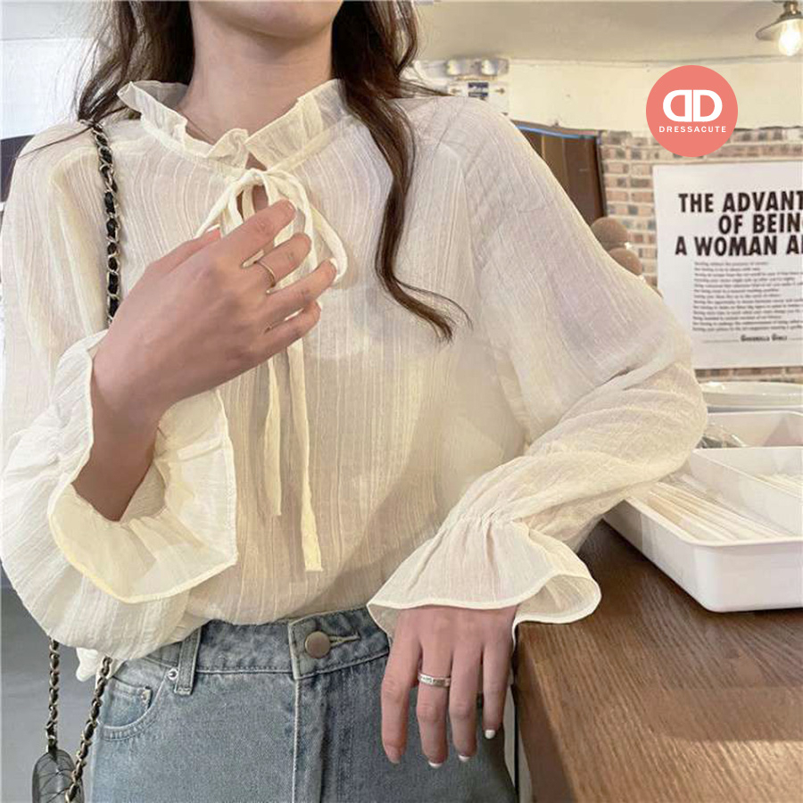 ใหม่สุด 8508 เสื้อเชิ้ตคอบัว ผูกโบว์ ใส่ทำงานได้ - แบบลำลอง