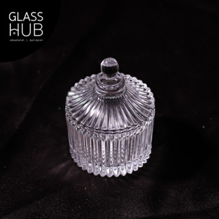 GLASS HUB - (AMORN ) TG025 - โถแก้วเล็ก ลายคริสตัล เจียระไน มีฝาปิด เหมาะสำหรับใส่ขนม หรือ สิ่งของต่างๆ