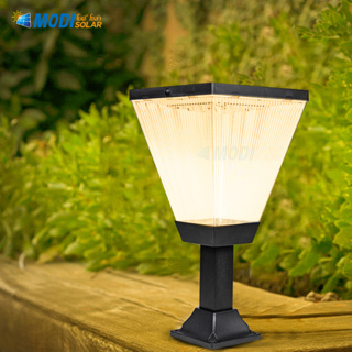 MODI โคมไฟหัวเสาโซล่าเซลล์ สีขาว/เหลือง 4W6W Outdoor garden light ไฟยึดผนัง/ตั้งพื้น กันน้ำIP65 ทนแดด ตกแต่งส่วนหน้าบ้าน