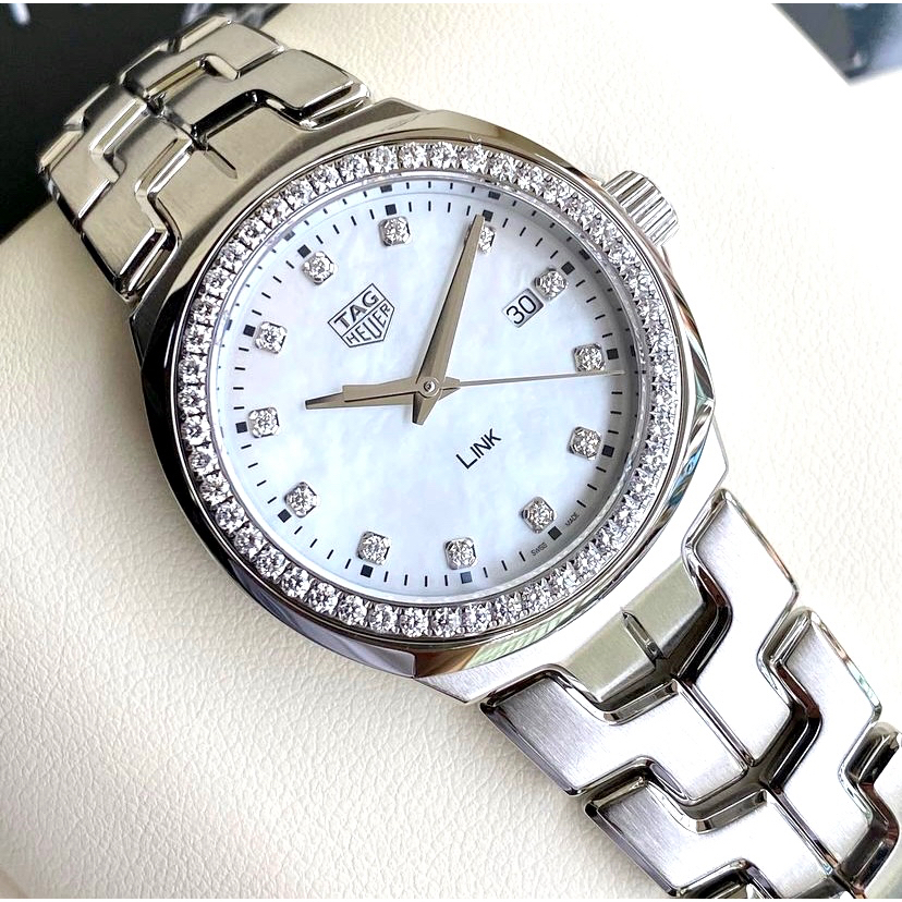 Tag new Link white MOP diamonds 32 mm