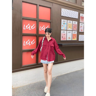 เสื้อเชิ้ตแขนยาว สไตล์เกาหลี กระเป๋าใหญ่2ข้าง