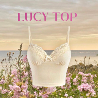 🧸พร้อมส่ง~LUCY TOP🌼 (เสื้อสายเดี่ยวแต่งลูกไม้ สายปรับได้)