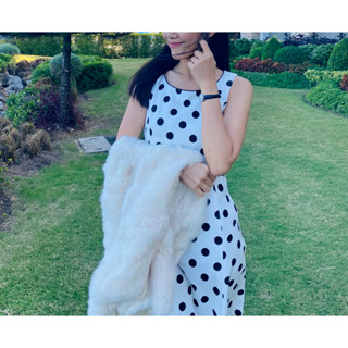 เดรสกระโปรงสั้น polkadot ลายจุดสีขาว