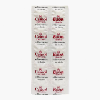 Cemol Central ซีมอล พาราเซตามอล พาราลดไข้ บรรเทาปวด แผงละ 10 เม็ด เม็ดขาวกลม Cemol