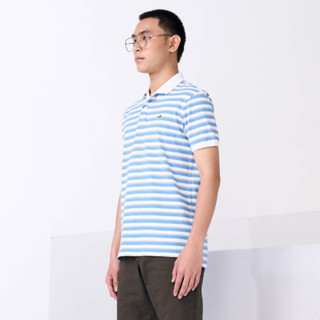 TRANQUIL BLUE  STRIPE SLIM FIT POLO SHIRT เสื้อโปโลลายริ้วสีฟ้าทรงสลิมฟิต