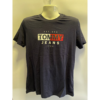 เสื้อยืดคอกลม Tommy Jeans Homme logo t-shirt size L สีกรม ของแท้ 100%