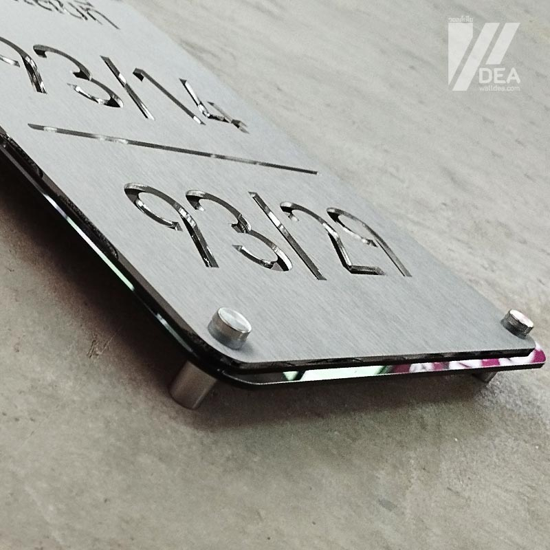 ป้ายบ้านเลขที่ อะคริลิก สีเงินแฮรไลน์ เลียนแบบวัสดุ สแตนเลส ทนแดดและฝนได้ดี - รูปที่ 4