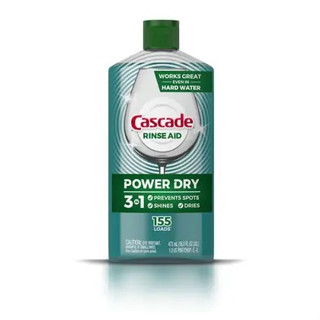 น้ำยาล้างจานแวววาว สำหรับเครื่องล้างจาน Cascade Power Dry Dishwasher Rinse Aid, 16 fl oz